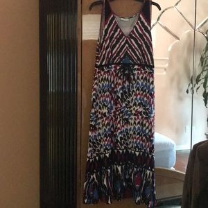 V-neck multi-color maxi